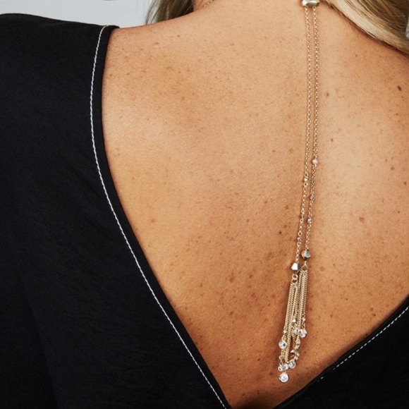 SILVER Kendra Scott Winifred Necklace Cubic Zirconia Adjustable Lariat - Picture 4 of 6